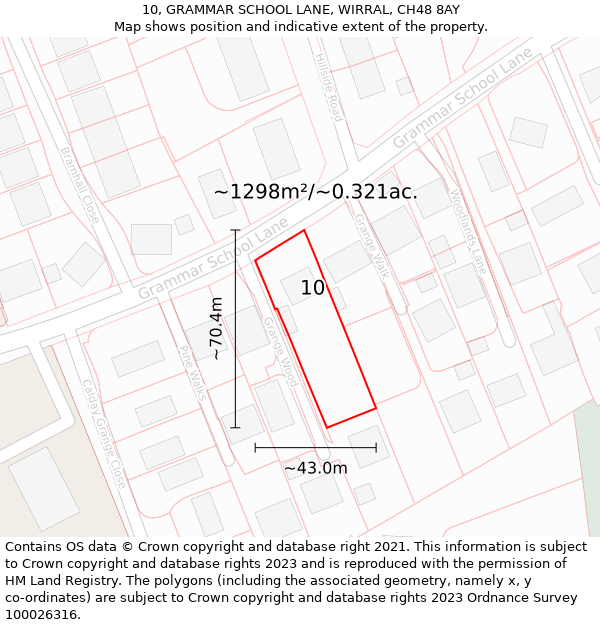 10, GRAMMAR SCHOOL LANE, WIRRAL, CH48 8AY: Plot and title map