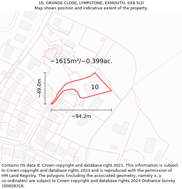 10, GRANGE CLOSE, LYMPSTONE, EXMOUTH, EX8 5LD: Plot and title map