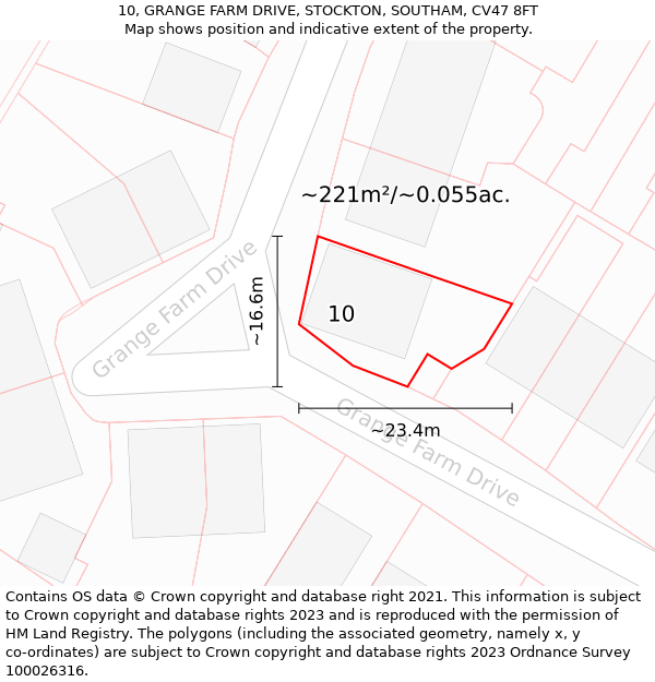 10, GRANGE FARM DRIVE, STOCKTON, SOUTHAM, CV47 8FT: Plot and title map