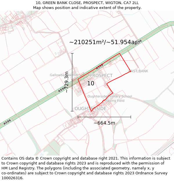 10, GREEN BANK CLOSE, PROSPECT, WIGTON, CA7 2LL: Plot and title map