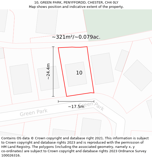 10, GREEN PARK, PENYFFORDD, CHESTER, CH4 0LY: Plot and title map
