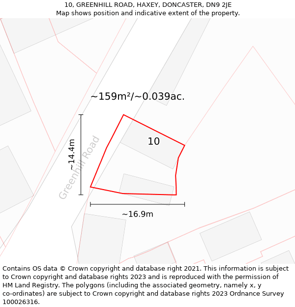 10, GREENHILL ROAD, HAXEY, DONCASTER, DN9 2JE: Plot and title map