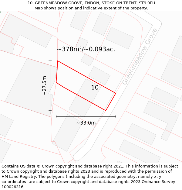 10, GREENMEADOW GROVE, ENDON, STOKE-ON-TRENT, ST9 9EU: Plot and title map