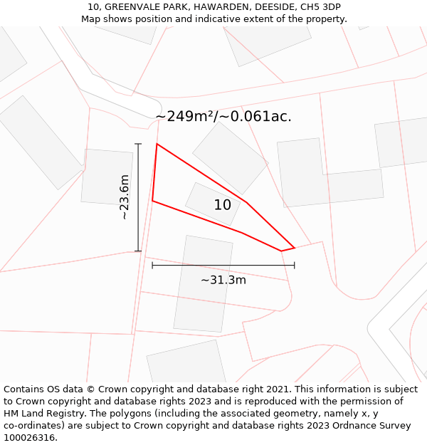 10, GREENVALE PARK, HAWARDEN, DEESIDE, CH5 3DP: Plot and title map