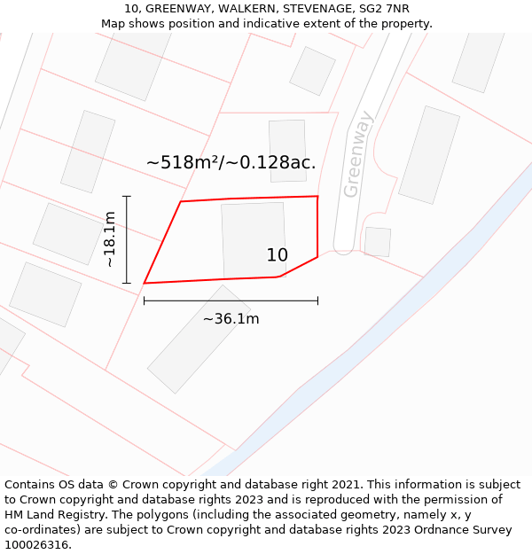 10, GREENWAY, WALKERN, STEVENAGE, SG2 7NR: Plot and title map