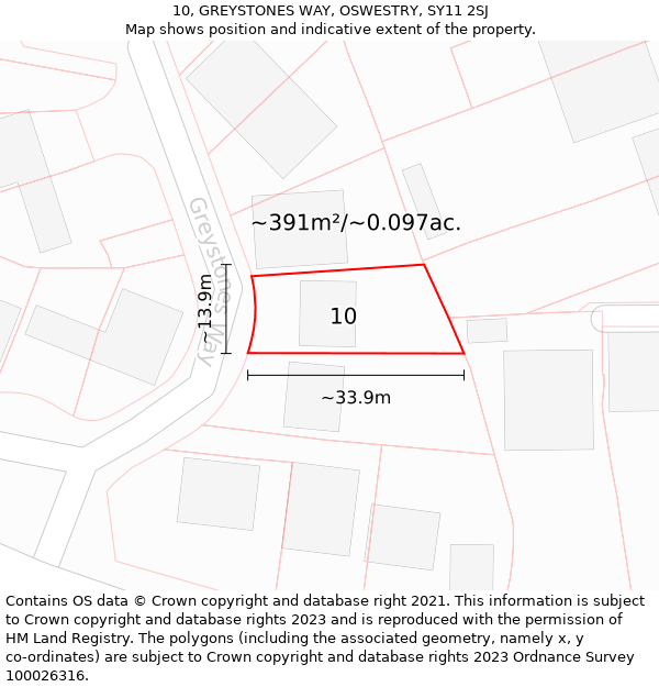 10, GREYSTONES WAY, OSWESTRY, SY11 2SJ: Plot and title map