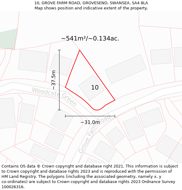 10, GROVE FARM ROAD, GROVESEND, SWANSEA, SA4 8LA: Plot and title map