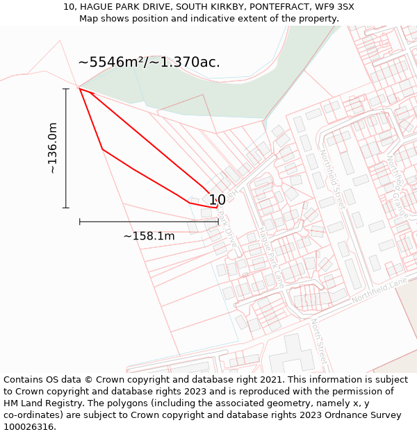 10, HAGUE PARK DRIVE, SOUTH KIRKBY, PONTEFRACT, WF9 3SX: Plot and title map