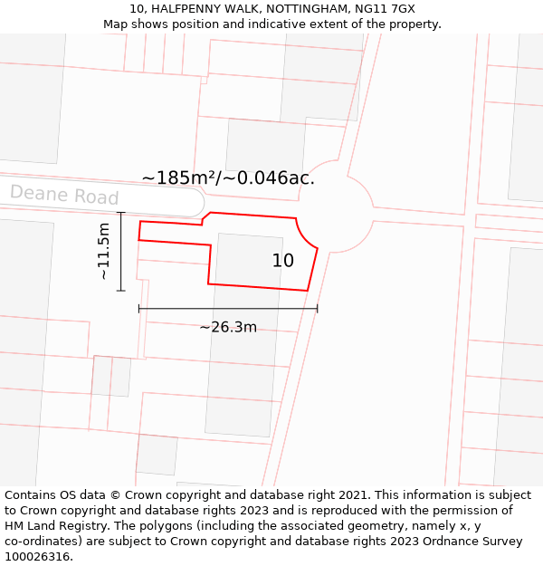 10, HALFPENNY WALK, NOTTINGHAM, NG11 7GX: Plot and title map