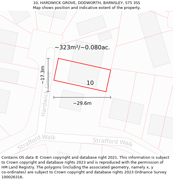 10, HARDWICK GROVE, DODWORTH, BARNSLEY, S75 3SS: Plot and title map