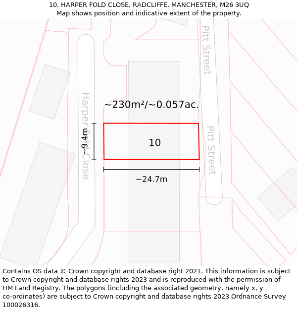 10, HARPER FOLD CLOSE, RADCLIFFE, MANCHESTER, M26 3UQ: Plot and title map