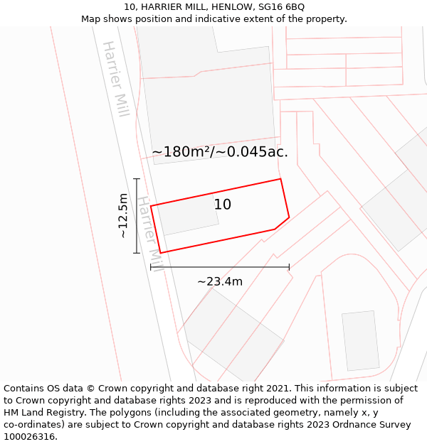 10, HARRIER MILL, HENLOW, SG16 6BQ: Plot and title map