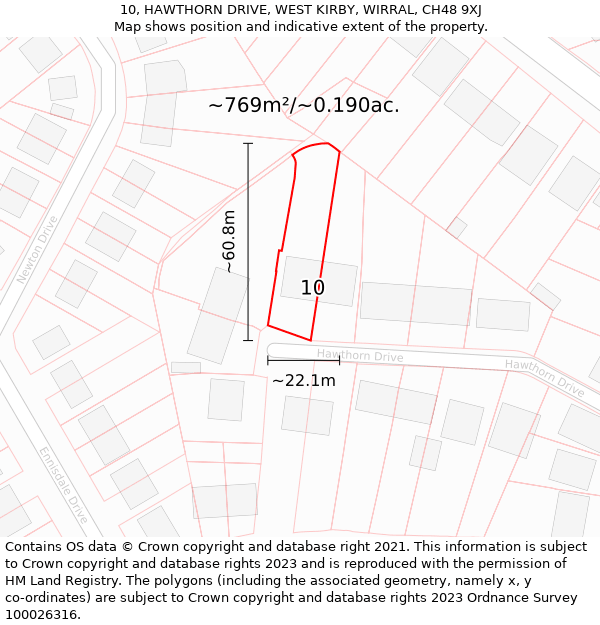 10, HAWTHORN DRIVE, WEST KIRBY, WIRRAL, CH48 9XJ: Plot and title map