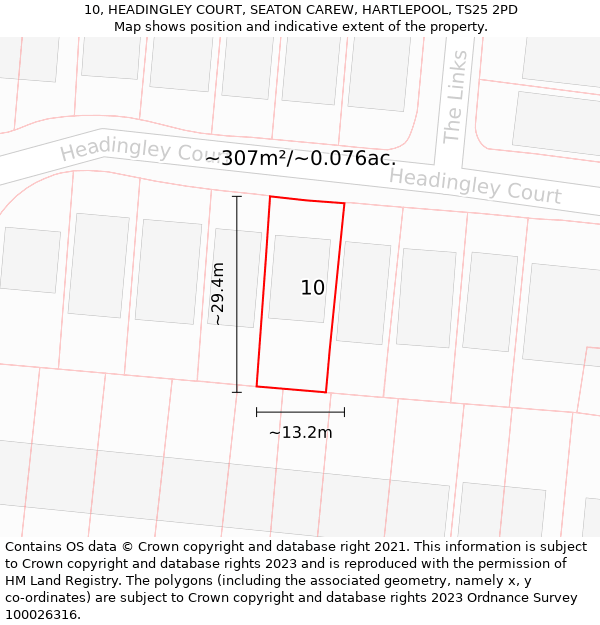 10, HEADINGLEY COURT, SEATON CAREW, HARTLEPOOL, TS25 2PD: Plot and title map