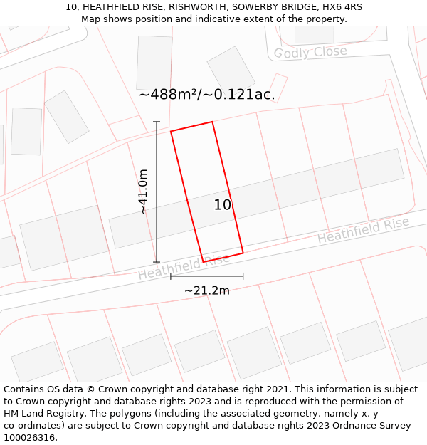 10, HEATHFIELD RISE, RISHWORTH, SOWERBY BRIDGE, HX6 4RS: Plot and title map