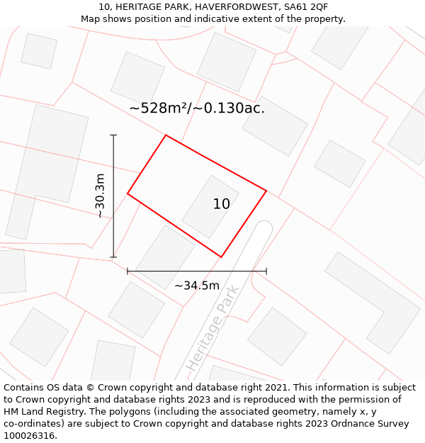 10, HERITAGE PARK, HAVERFORDWEST, SA61 2QF: Plot and title map