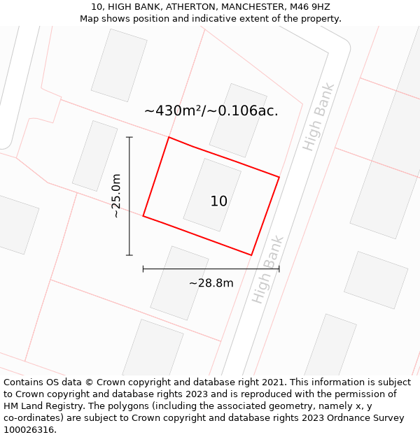 10, HIGH BANK, ATHERTON, MANCHESTER, M46 9HZ: Plot and title map