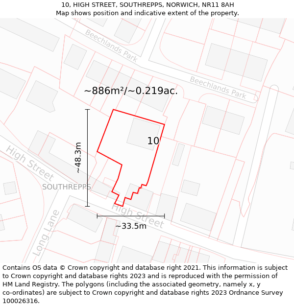 10, HIGH STREET, SOUTHREPPS, NORWICH, NR11 8AH: Plot and title map