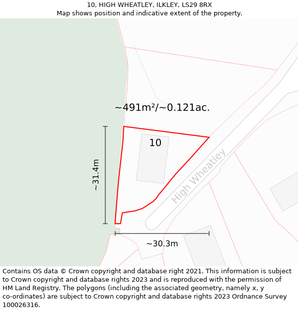 10, HIGH WHEATLEY, ILKLEY, LS29 8RX: Plot and title map