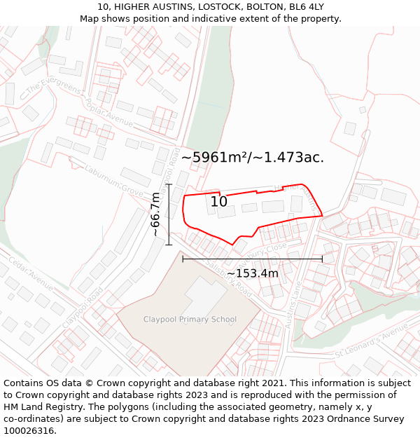 10, HIGHER AUSTINS, LOSTOCK, BOLTON, BL6 4LY: Plot and title map