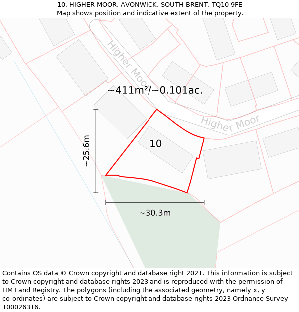 10, HIGHER MOOR, AVONWICK, SOUTH BRENT, TQ10 9FE: Plot and title map