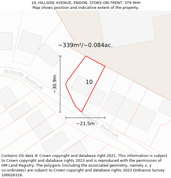 10, HILLSIDE AVENUE, ENDON, STOKE-ON-TRENT, ST9 9HH: Plot and title map