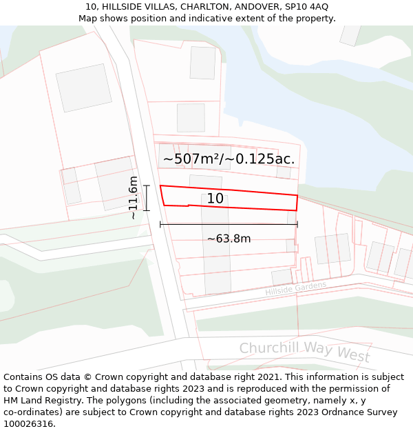 10, HILLSIDE VILLAS, CHARLTON, ANDOVER, SP10 4AQ: Plot and title map