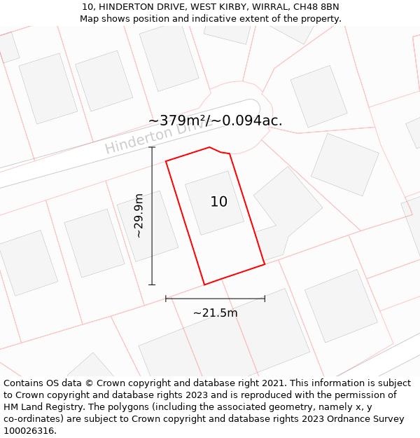 10, HINDERTON DRIVE, WEST KIRBY, WIRRAL, CH48 8BN: Plot and title map