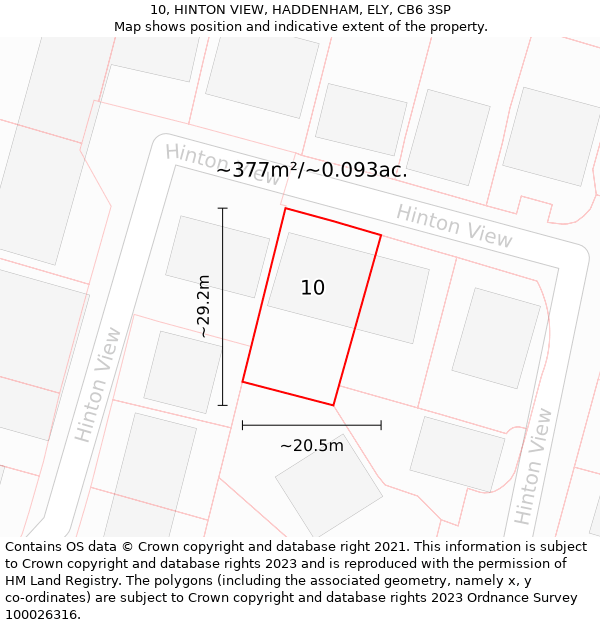 10, HINTON VIEW, HADDENHAM, ELY, CB6 3SP: Plot and title map