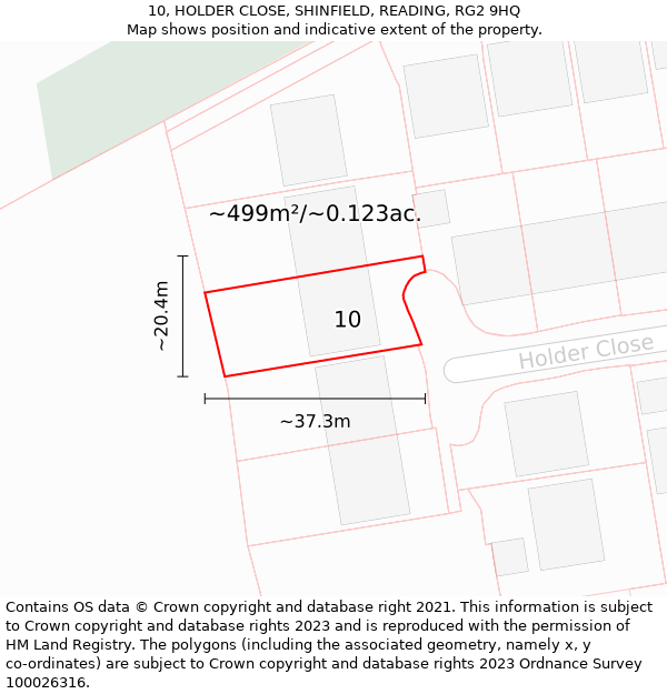 10, HOLDER CLOSE, SHINFIELD, READING, RG2 9HQ: Plot and title map