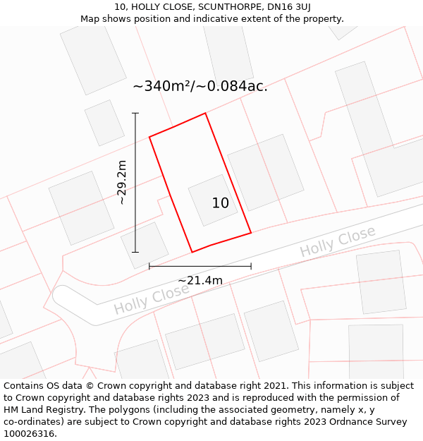 10, HOLLY CLOSE, SCUNTHORPE, DN16 3UJ: Plot and title map