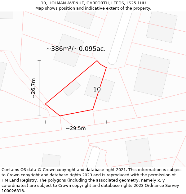 10, HOLMAN AVENUE, GARFORTH, LEEDS, LS25 1HU: Plot and title map