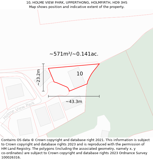 10, HOLME VIEW PARK, UPPERTHONG, HOLMFIRTH, HD9 3HS: Plot and title map