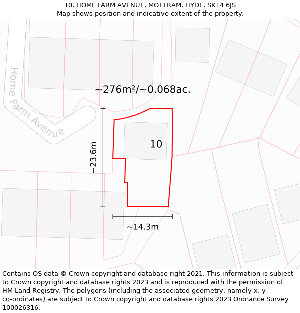 10, HOME FARM AVENUE, MOTTRAM, HYDE, SK14 6JS: Plot and title map