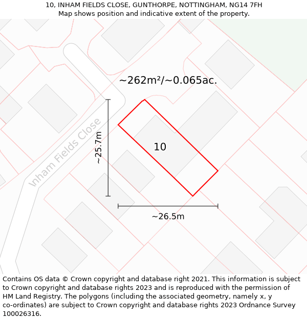 10, INHAM FIELDS CLOSE, GUNTHORPE, NOTTINGHAM, NG14 7FH: Plot and title map