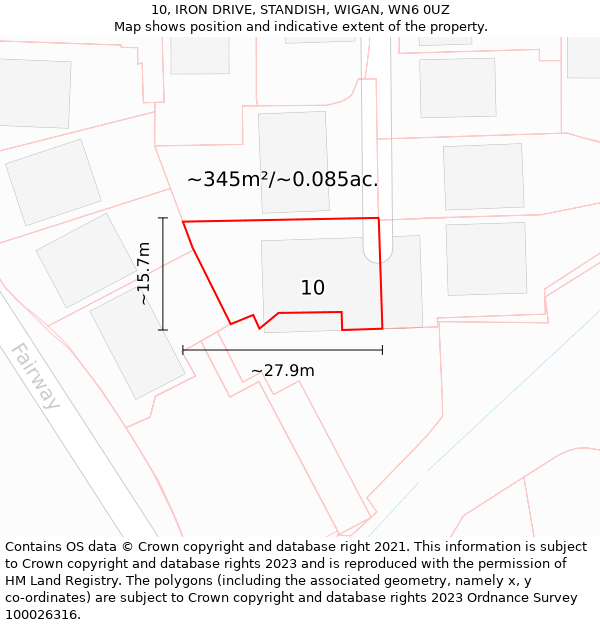 10, IRON DRIVE, STANDISH, WIGAN, WN6 0UZ: Plot and title map