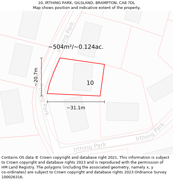 10, IRTHING PARK, GILSLAND, BRAMPTON, CA8 7DL: Plot and title map