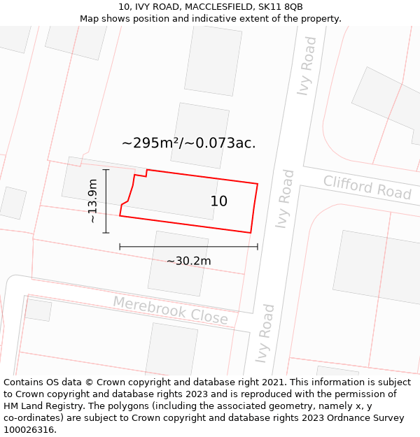 10, IVY ROAD, MACCLESFIELD, SK11 8QB: Plot and title map