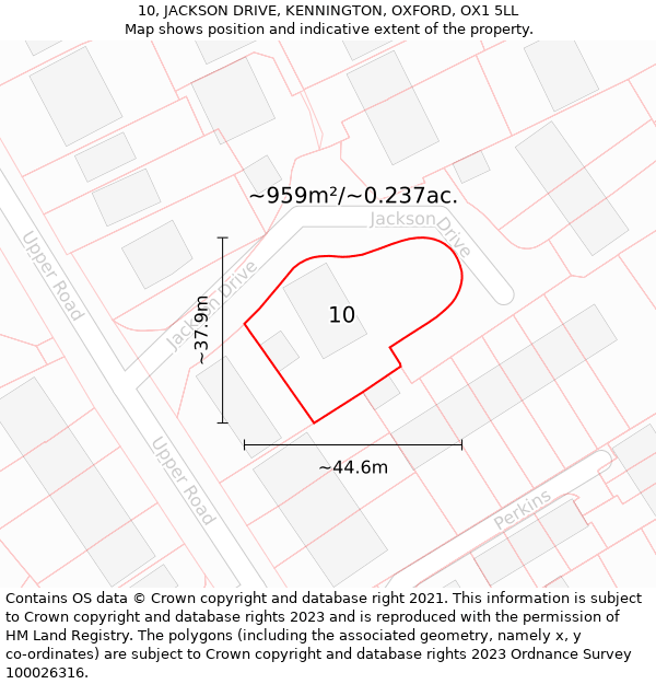 10, JACKSON DRIVE, KENNINGTON, OXFORD, OX1 5LL: Plot and title map