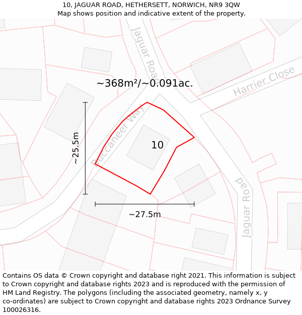 10, JAGUAR ROAD, HETHERSETT, NORWICH, NR9 3QW: Plot and title map