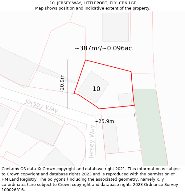 10, JERSEY WAY, LITTLEPORT, ELY, CB6 1GF: Plot and title map