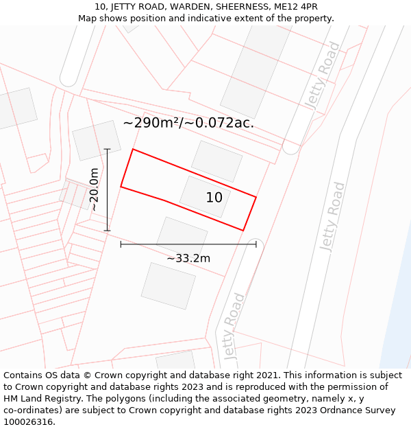 10, JETTY ROAD, WARDEN, SHEERNESS, ME12 4PR: Plot and title map