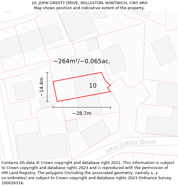 10, JOHN GRESTY DRIVE, WILLASTON, NANTWICH, CW5 6RH: Plot and title map