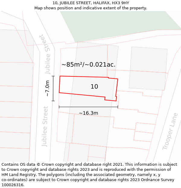 10, JUBILEE STREET, HALIFAX, HX3 9HY: Plot and title map