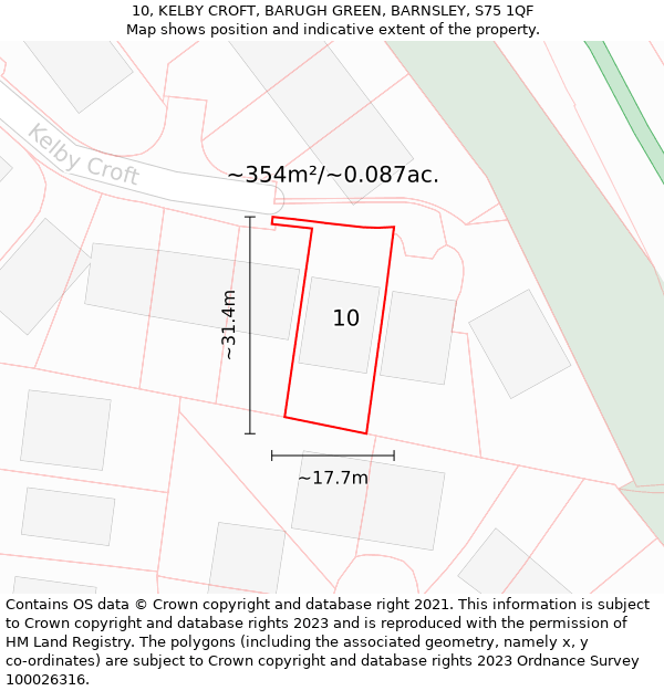 10, KELBY CROFT, BARUGH GREEN, BARNSLEY, S75 1QF: Plot and title map