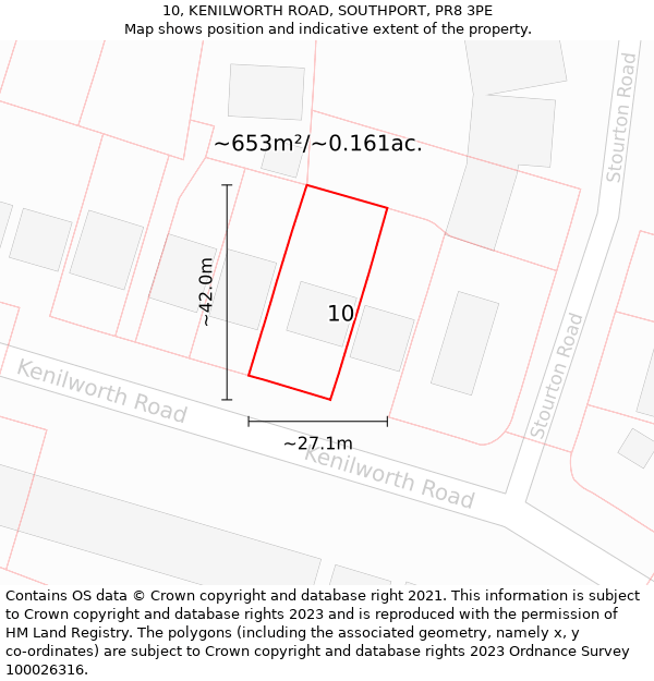 10, KENILWORTH ROAD, SOUTHPORT, PR8 3PE: Plot and title map