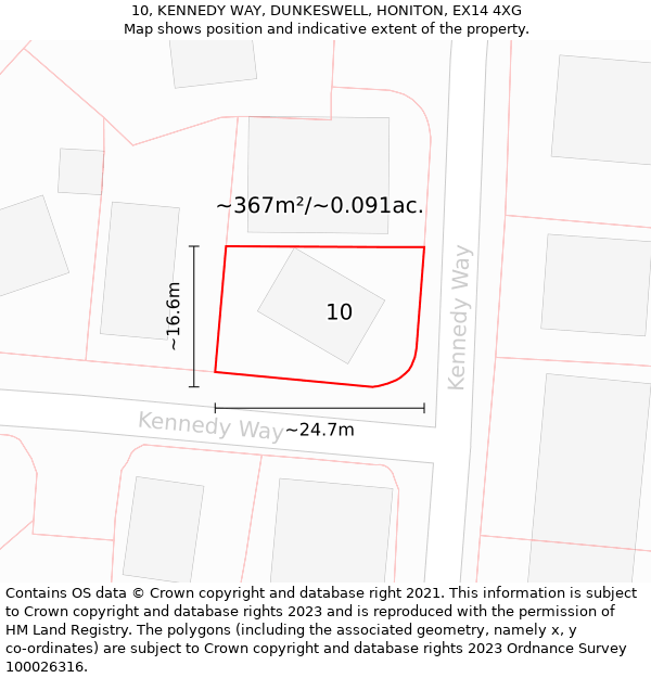 10, KENNEDY WAY, DUNKESWELL, HONITON, EX14 4XG: Plot and title map