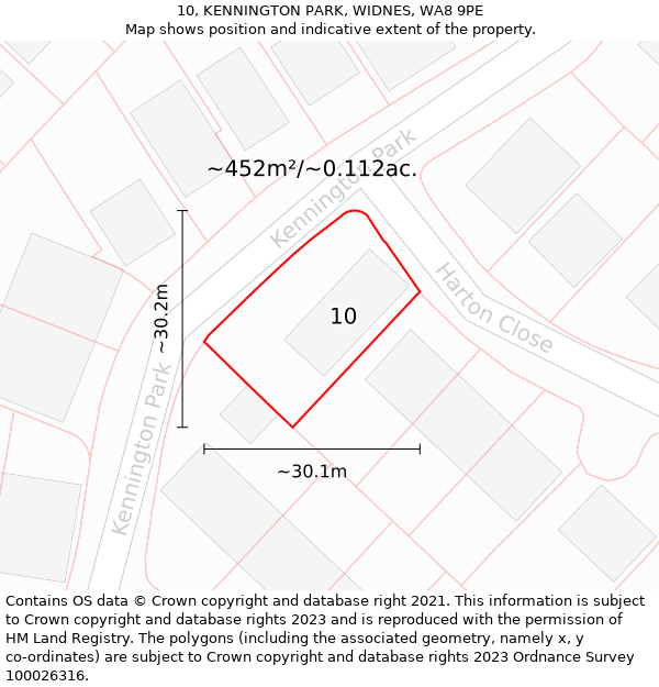 10, KENNINGTON PARK, WIDNES, WA8 9PE: Plot and title map