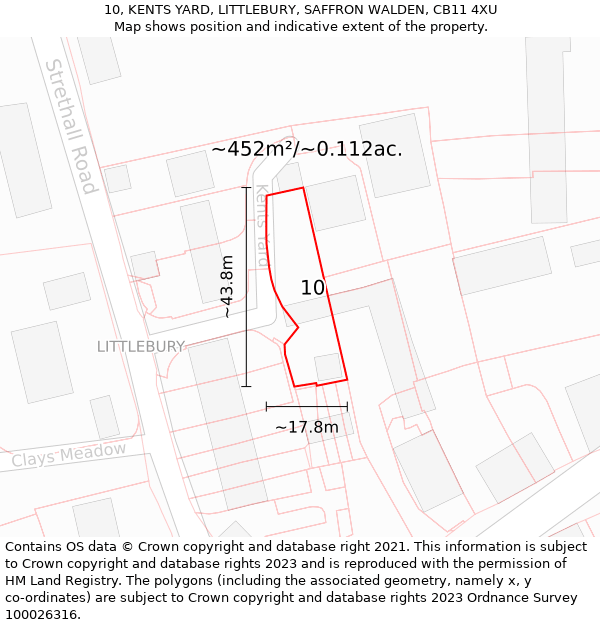 10, KENTS YARD, LITTLEBURY, SAFFRON WALDEN, CB11 4XU: Plot and title map