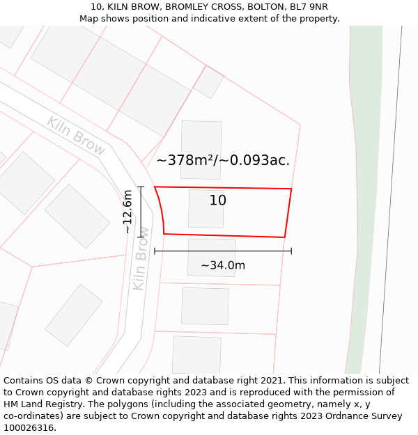 10, KILN BROW, BROMLEY CROSS, BOLTON, BL7 9NR: Plot and title map
